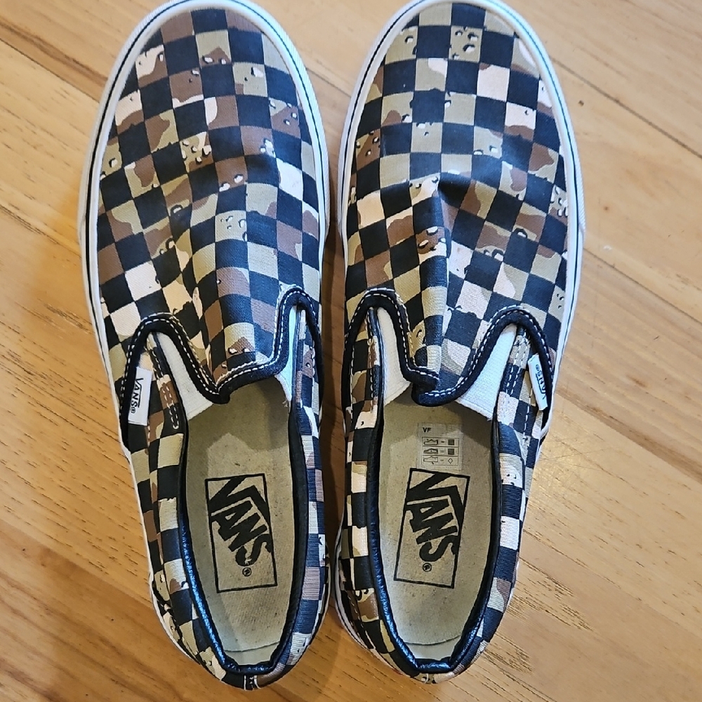Vans Men's 7M Checkered Slip-On Sneakers - Black and Brown